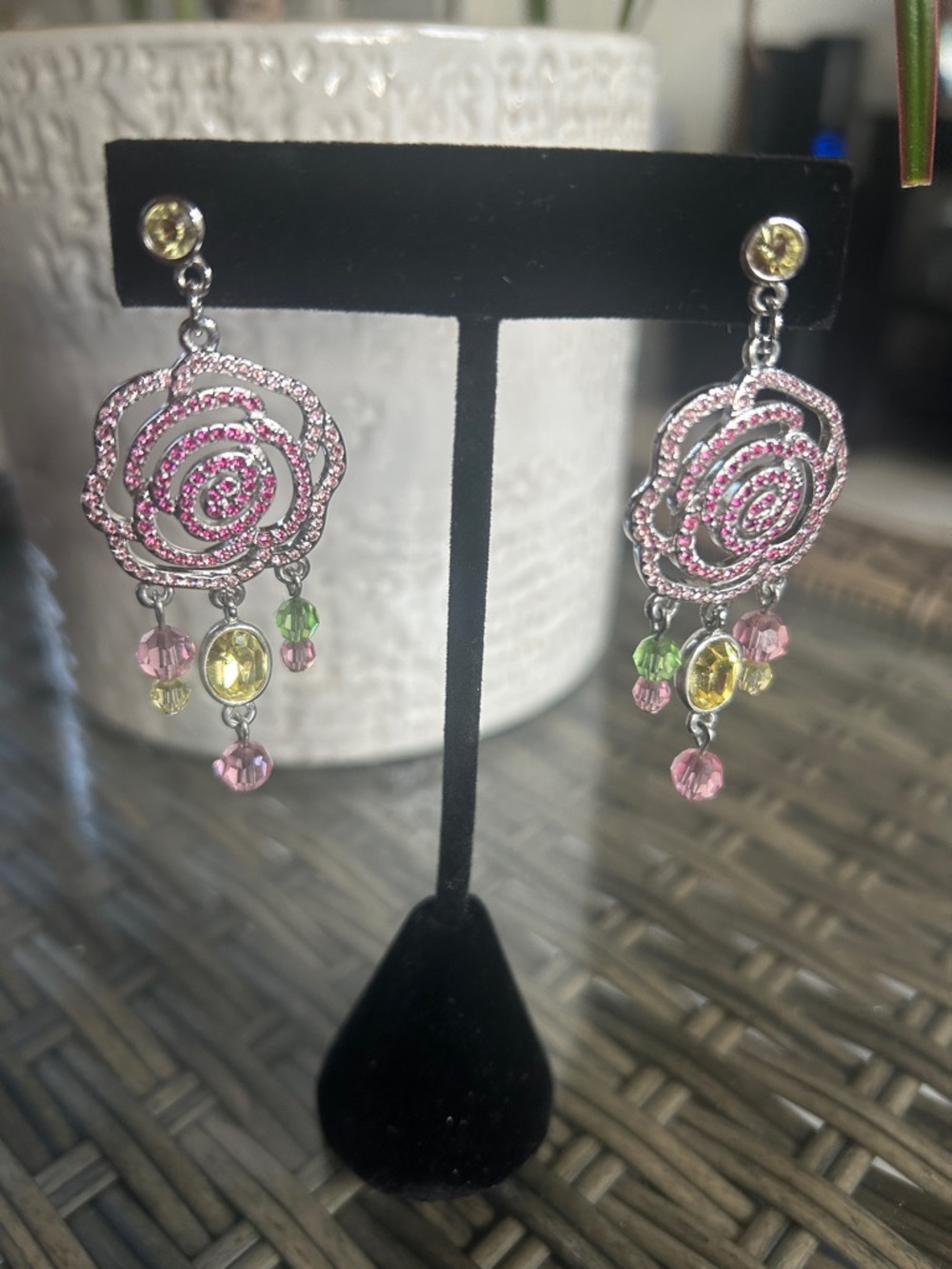 Swarovski X Disney Beauty and the Beast rose chandelier earrings